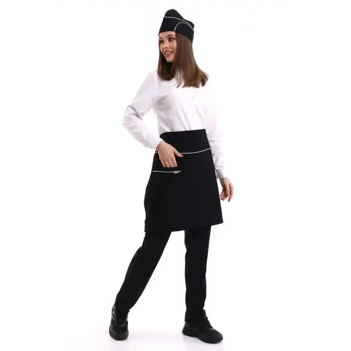 Bel Önlük - Siyah Beyaz Biye