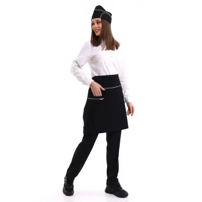 Bel Önlük - Siyah Beyaz Biye