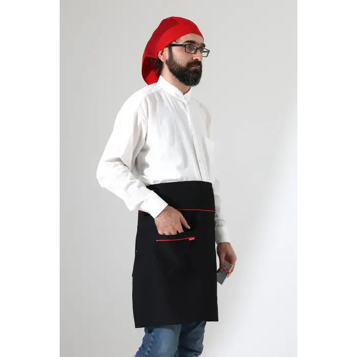 Bel Önlük - Siyah Kırmızı Biyeli