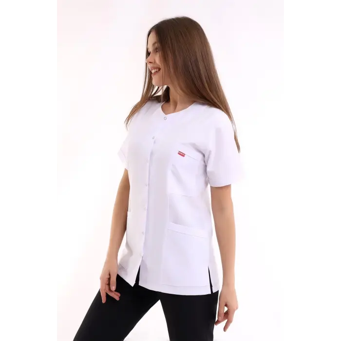 Beşgen Yaka Kadın Tek Üst - 171 Beyaz