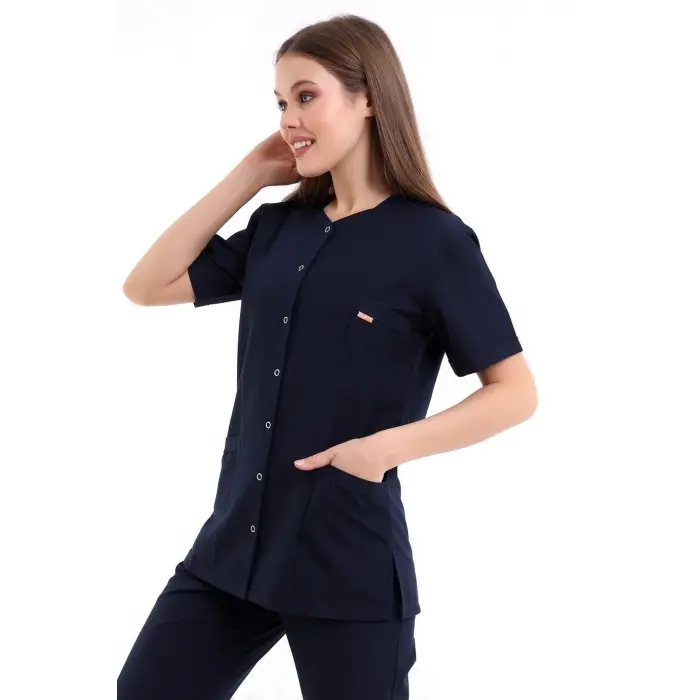 Beşgen Yaka Kadın Tek Üst - 47 Lacivert