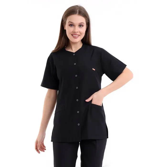 Beşgen Yaka Kadın Tek Üst - 48 Siyah