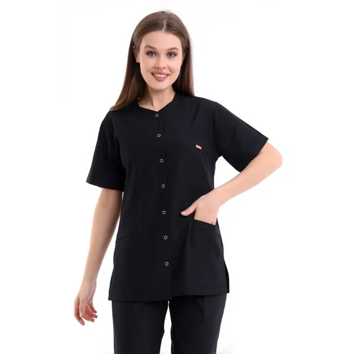 Beşgen Yaka Kadın Tek Üst - 48 Siyah