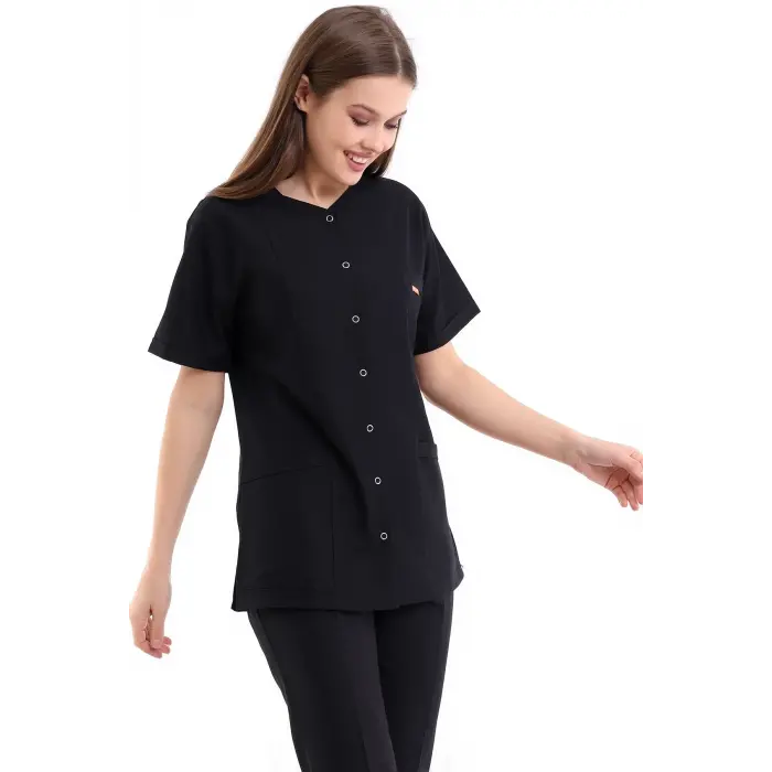 Beşgen Yaka Kadın Tek Üst - 48 Siyah