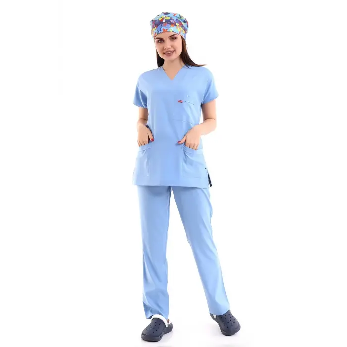 Bflex Unisex Likralı Yarasa Kol Takım Alaskan Blue Doktor Hekim
