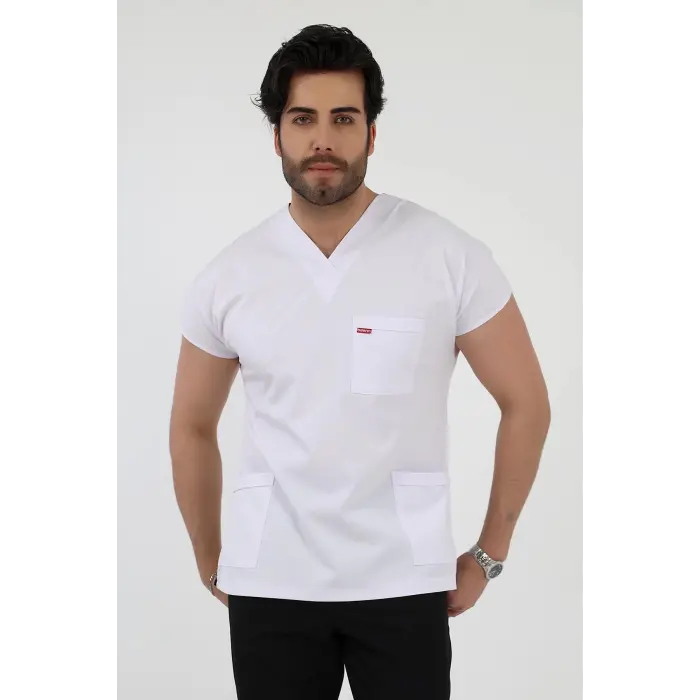 Bflex Unisex Likralı Yarasa Kol Tek Üst - 6401 Beyaz Soft