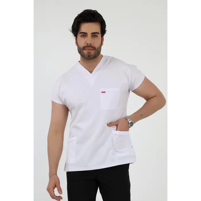 Bflex Unisex Likralı Yarasa Kol Tek Üst - 6401 Beyaz Soft