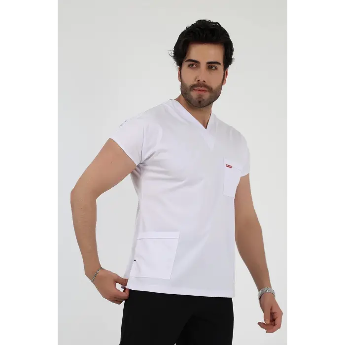 Bflex Unisex Likralı Yarasa Kol Tek Üst - 6401 Beyaz Soft