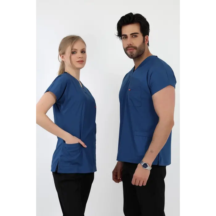 Bflex Unisex Likralı Yarasa Kol Tek Üst - 6408 Petrol Mavi Soft