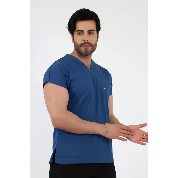 Bflex Unisex Likralı Yarasa Kol Tek Üst - 6408 Petrol Mavi Soft