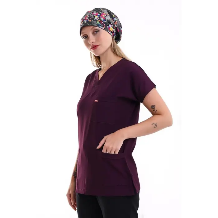 Bflex Unisex Likralı Yarasa Kol Tek Üst - 6409 Mürdüm