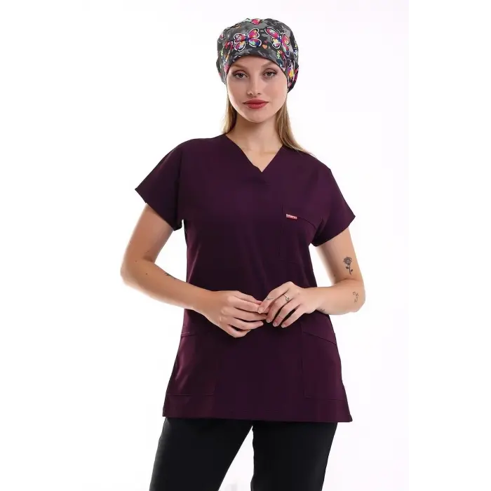 Bflex Unisex Likralı Yarasa Kol Tek Üst - 6409 Mürdüm