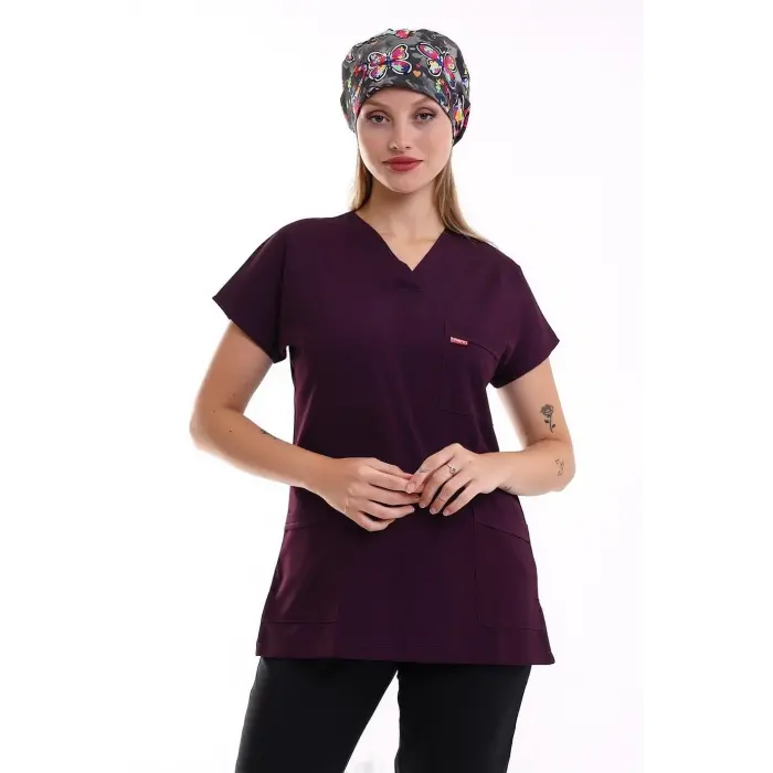 Bflex Unisex Likralı Yarasa Kol Tek Üst - 6409 Mürdüm