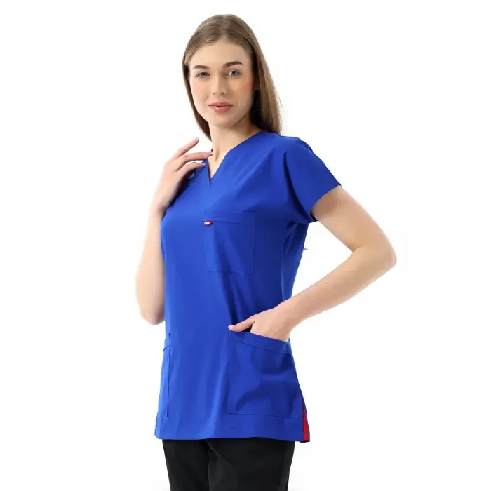 Bflex Unisex Likralı Yarasa Kol Tek Üst - 6411 Saks Mavi Soft