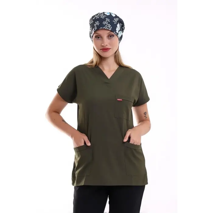 Bflex Unisex Likralı Yarasa Kol Tek Üst - 6427 Haki Yeşili