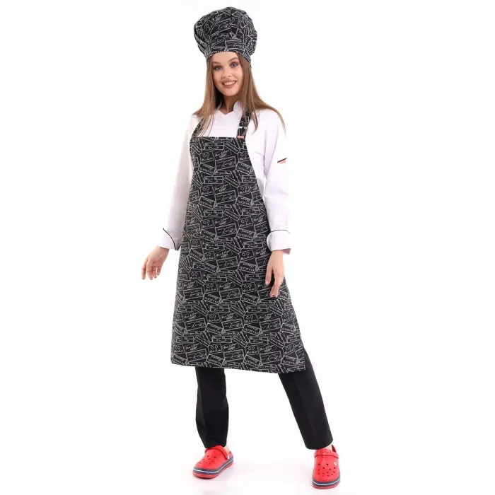 Desenli Askılı Önlük - 2504yazılı