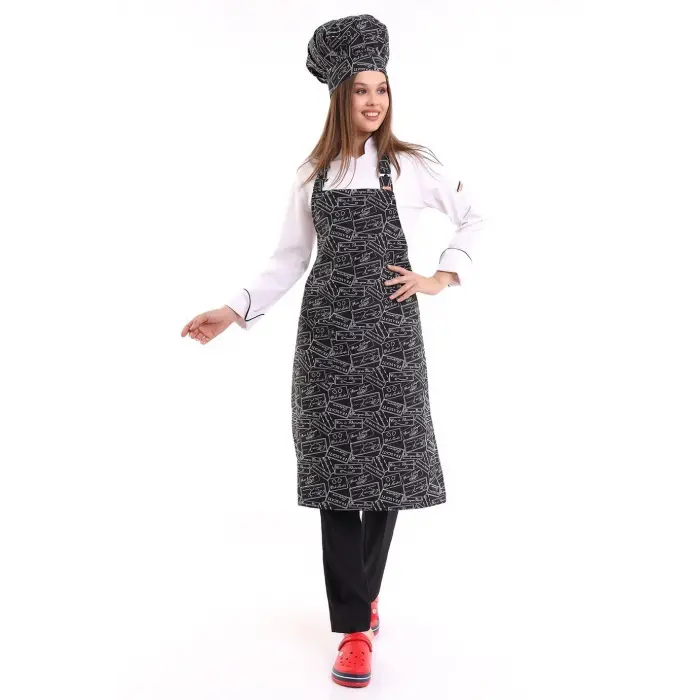 Desenli Askılı Önlük - 2504yazılı