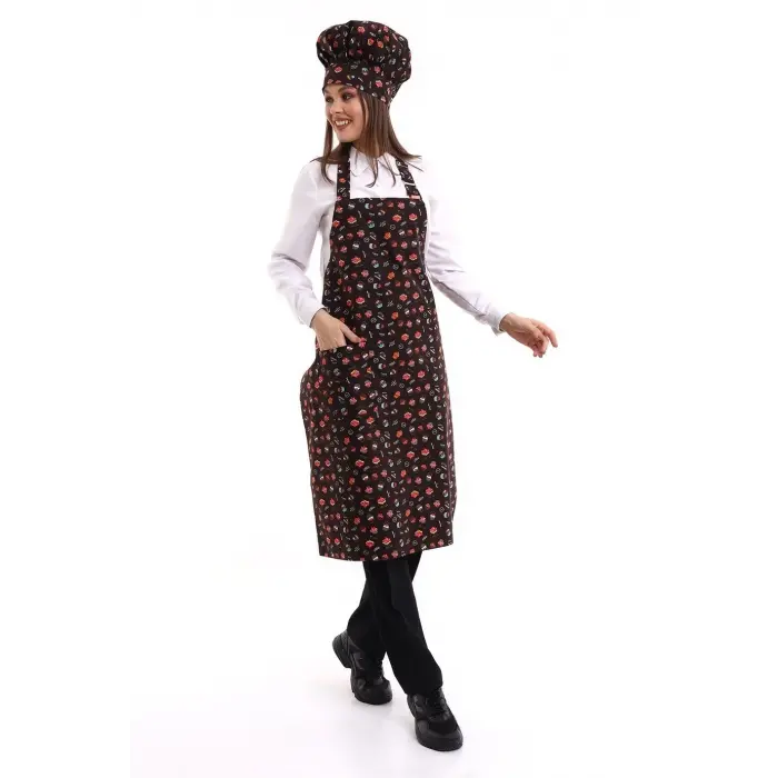 Desenli Askılı Önlük - 3105 Pasta Desenli