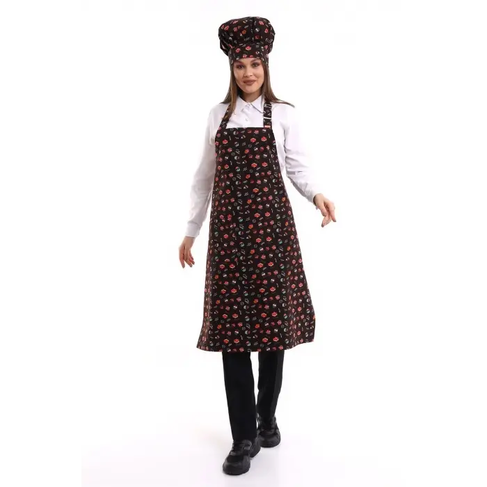 Desenli Askılı Önlük - 3105 Pasta Desenli