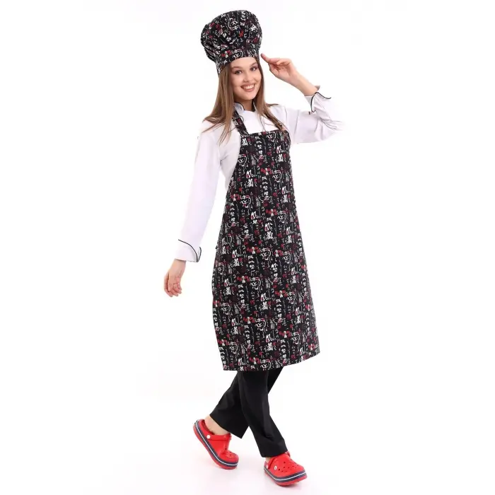 Desenli Askılı Önlük - 3106 China Baskı