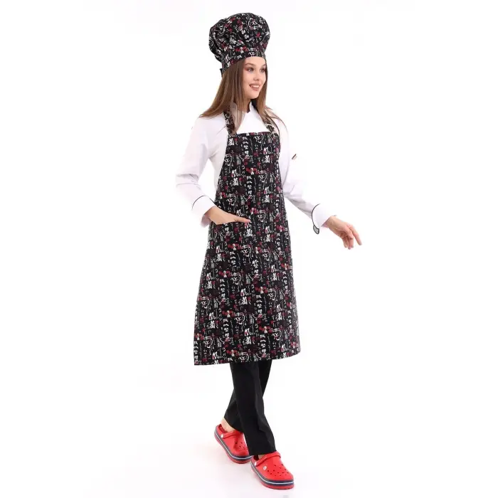 Desenli Askılı Önlük - 3106 China Baskı