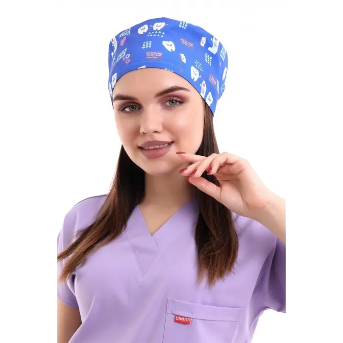 Dijital Desenli Bone - Mavi Kalpli Diş