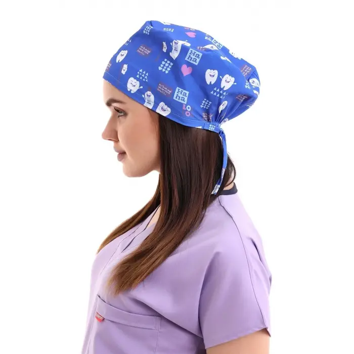 Dijital Desenli Bone - Mavi Kalpli Diş