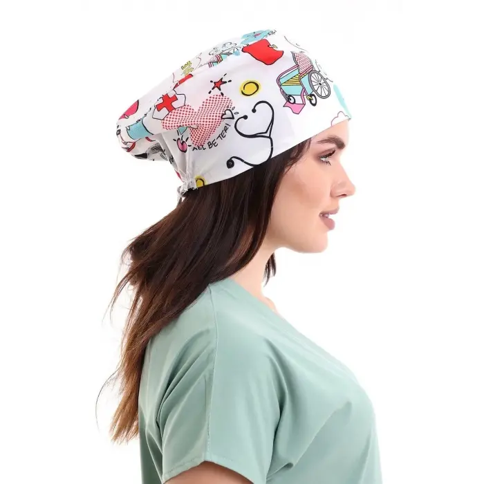 Dijital Unisex Desenli Bone - 6503 Beyaz Stetoskop
