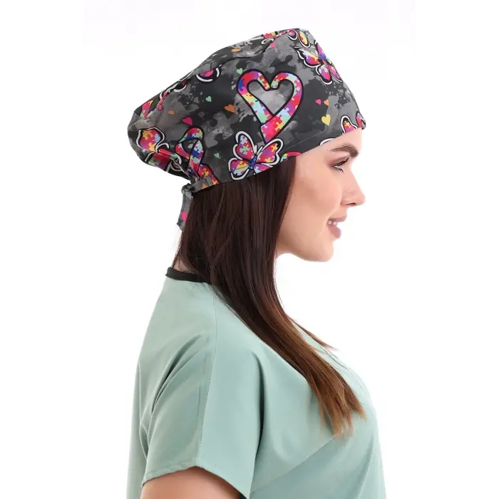 Dijital Unisex Desenli Bone - 6508 Siyah Kelebek