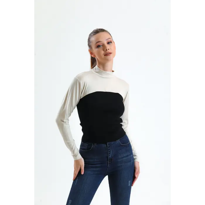 Dik Yaka Boyunluklu Kolluk - Bej