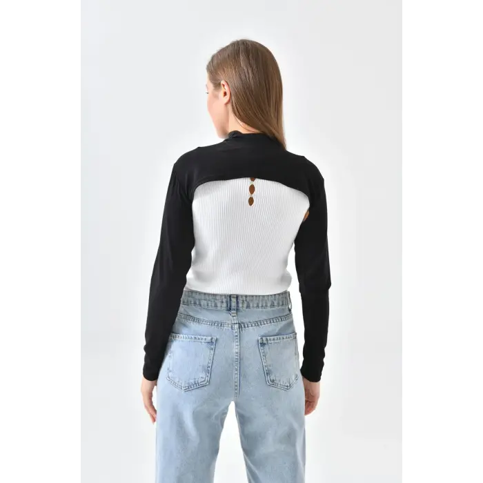 Dik Yaka Boyunluklu Kolluk - Siyah