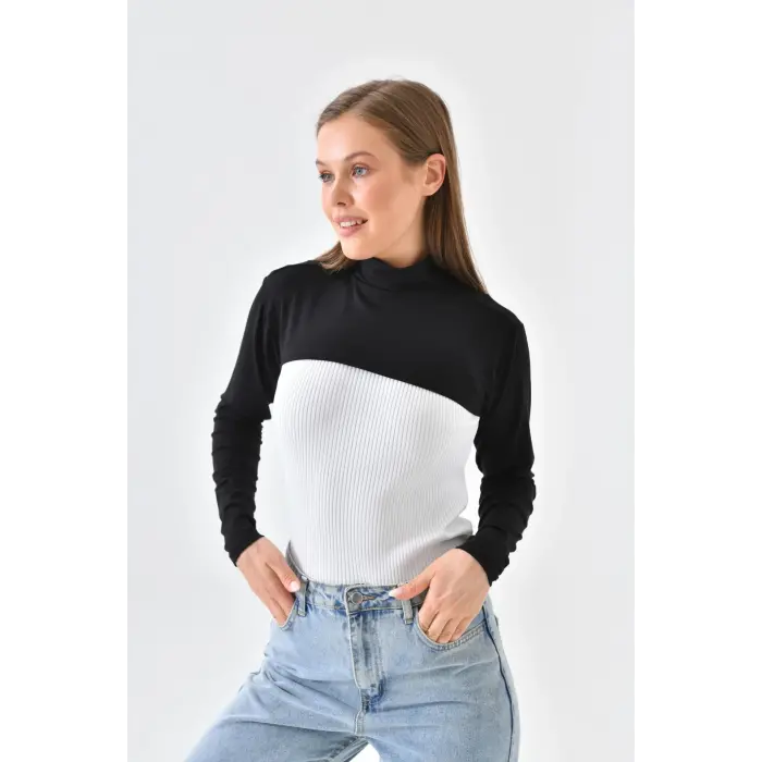 Dik Yaka Boyunluklu Kolluk - Siyah