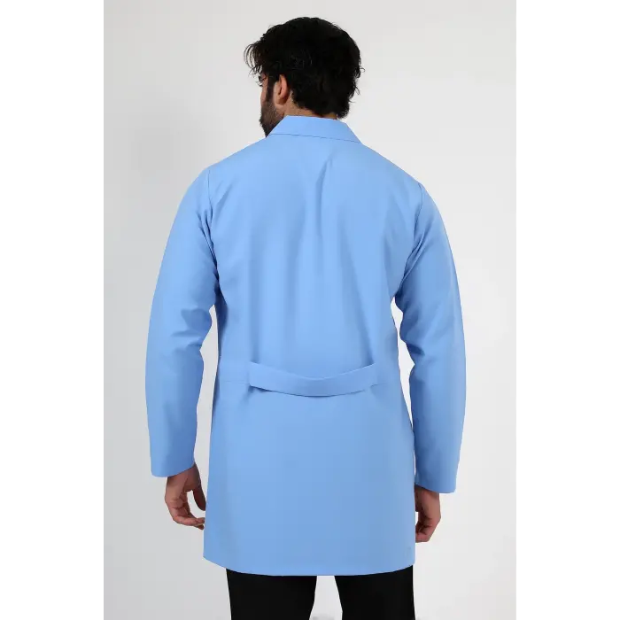 Doktor Öğretmen Erkek Önlük Ara Boy Ceket Yaka - 31 Açık Mavi