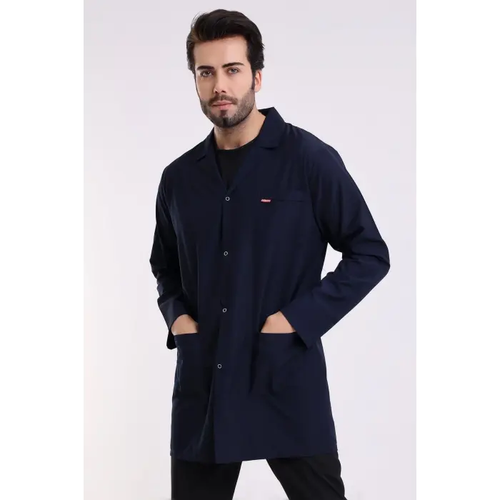 Doktor Öğretmen Erkek Önlük Ara Boy Ceket Yaka - 47 Lacivert