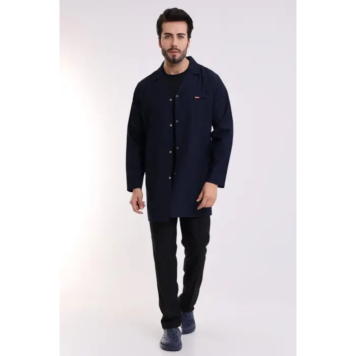 Doktor Öğretmen Erkek Önlük Ara Boy Ceket Yaka - 47 Lacivert