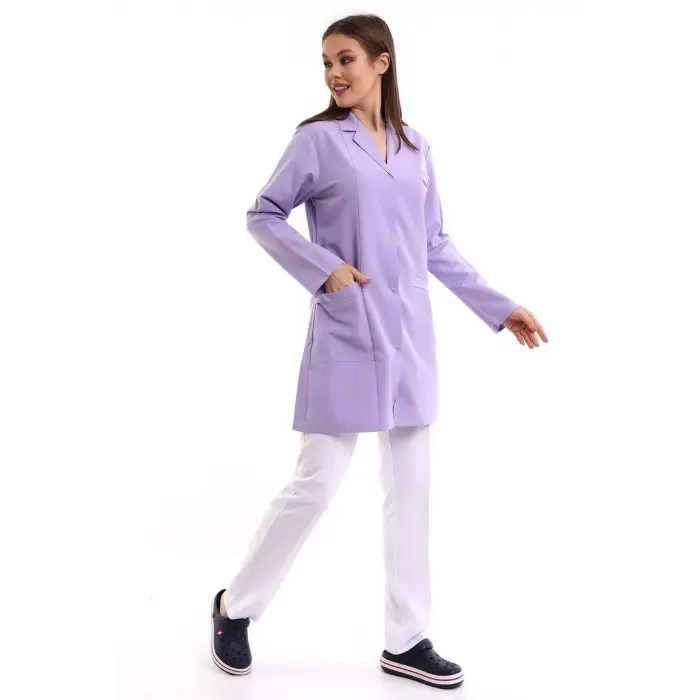 Doktor Öğretmen Kadın Önlük Ara Boy Ceket Yaka - 11 Lila