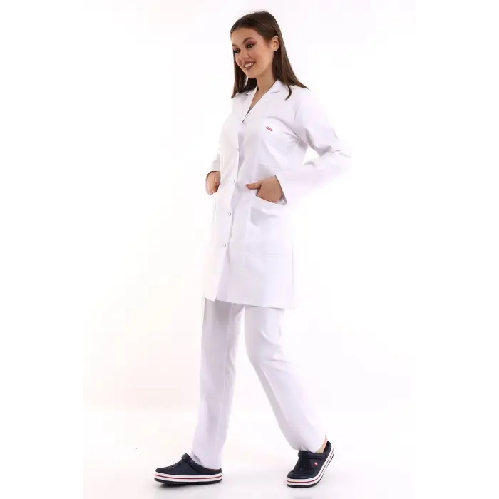 Doktor Öğretmen Kadın Önlük Ara Boy Ceket Yaka - 171 Beyaz