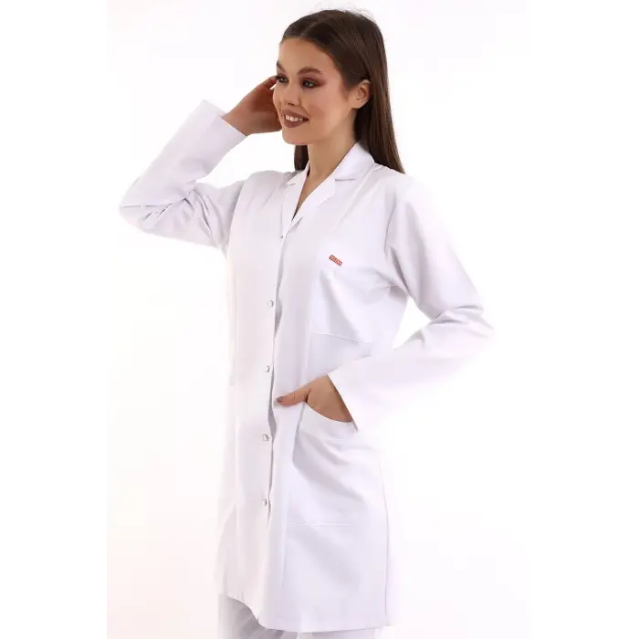 Doktor Öğretmen Kadın Önlük Ara Boy Ceket Yaka - 171 Beyaz