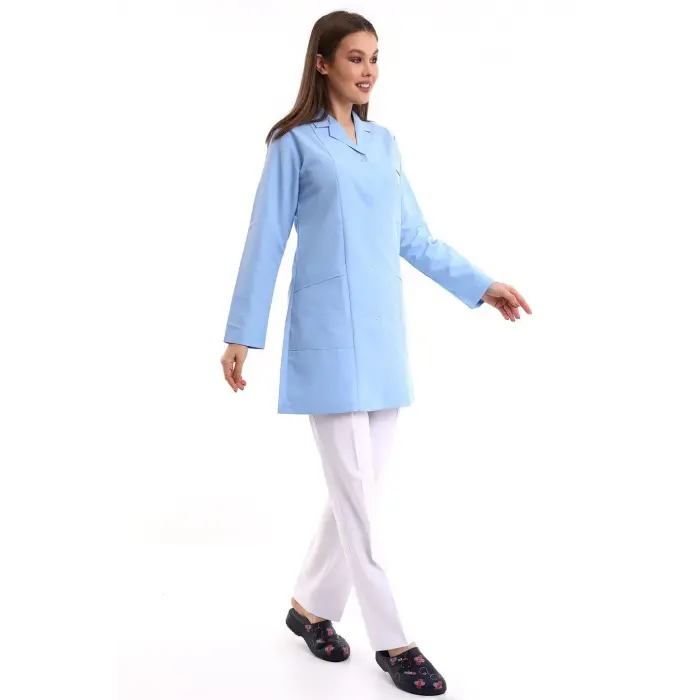 Doktor Öğretmen Kadın Önlük Ara Boy Ceket Yaka - 31 Açık Mavi