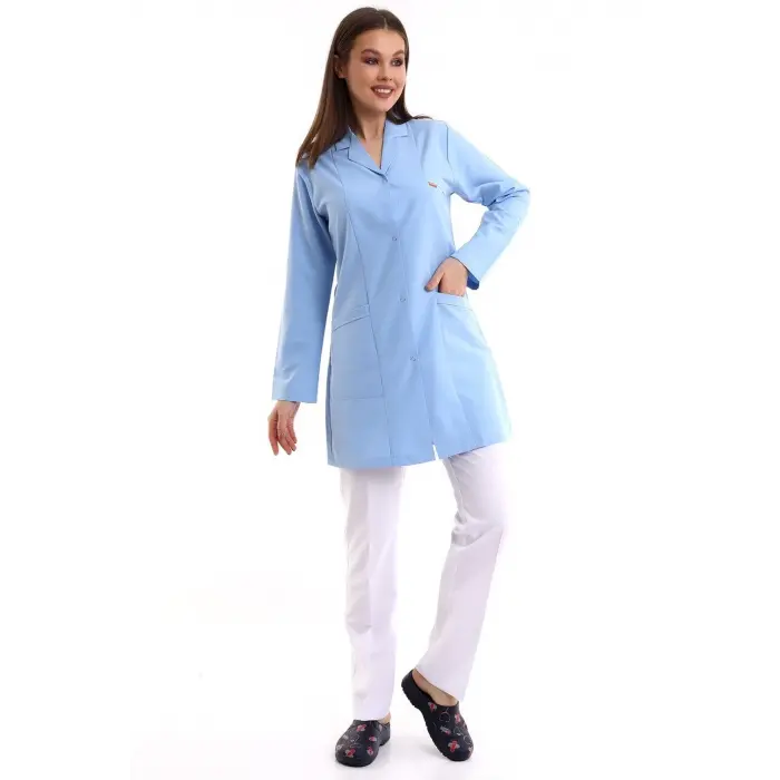 Doktor Öğretmen Kadın Önlük Ara Boy Ceket Yaka - 31 Açık Mavi