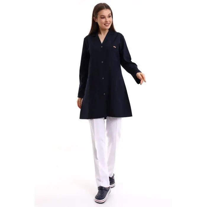 Doktor Öğretmen Kadın Önlük Ara Boy Ceket Yaka - 47 Lacivert
