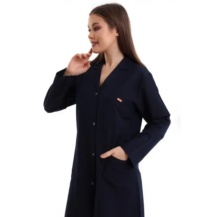Doktor Öğretmen Kadın Önlük Ara Boy Ceket Yaka - 47 Lacivert