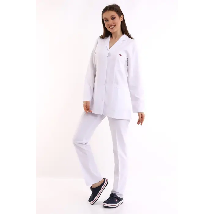 Doktor Öğretmen Kadın Önlük Ceket Boy Ceket Yaka - 171 Beyaz