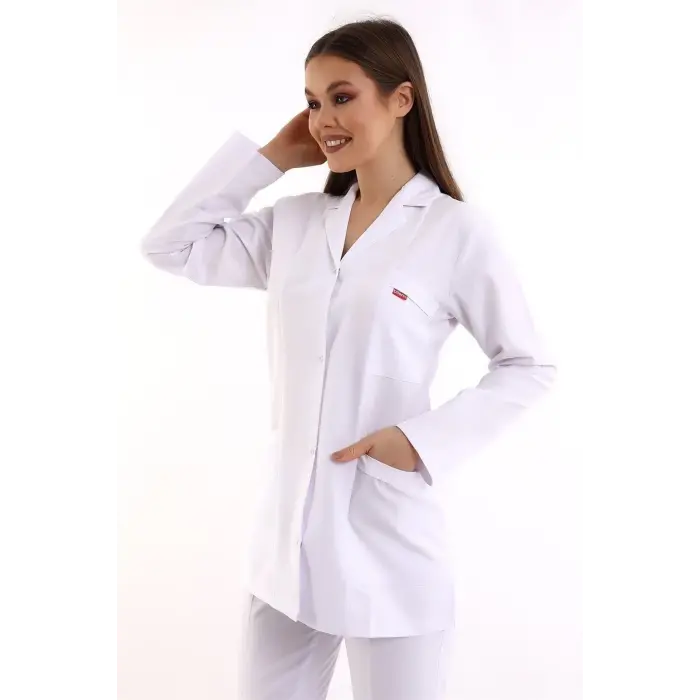 Doktor Öğretmen Kadın Önlük Ceket Boy Ceket Yaka - 171 Beyaz