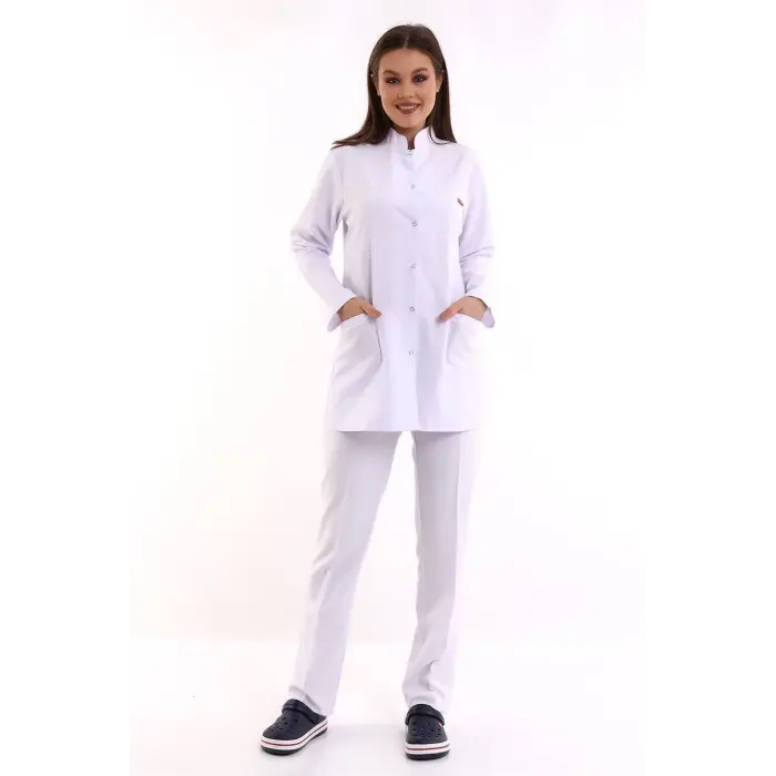 Doktor Öğretmen Kadın Önlük Ceket Boy Hakim Yaka - 171 Beyaz