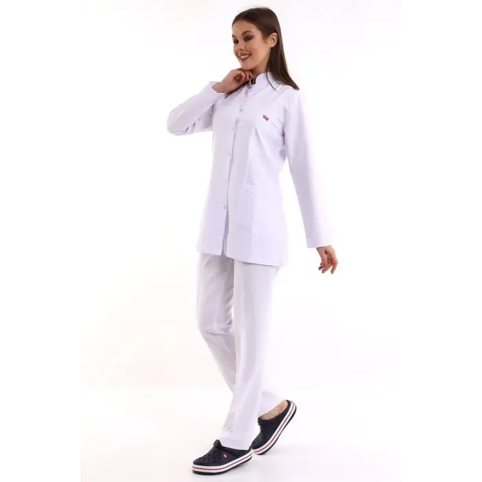 Doktor Öğretmen Kadın Önlük Ceket Boy Hakim Yaka - 171 Beyaz