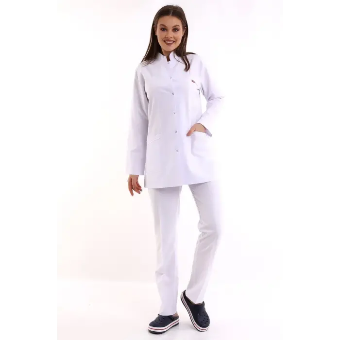 Doktor Öğretmen Kadın Önlük Ceket Boy Hakim Yaka - 171 Beyaz