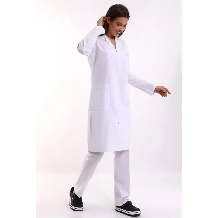 Doktor Öğretmen Kadın Önlük Uzun Boy Ceket Yaka - 171 Beyaz