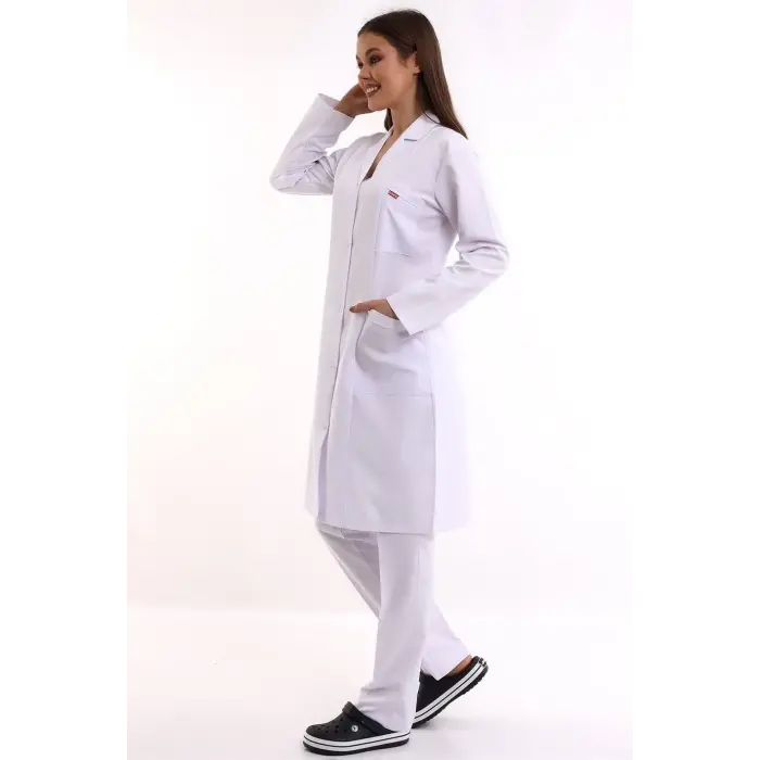 Doktor Öğretmen Kadın Önlük Uzun Boy Ceket Yaka - 171 Beyaz