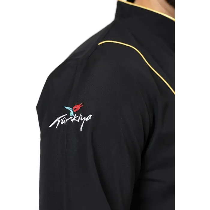 Erkek Aşçı Ceket 01 - Siyah-sarı Biye